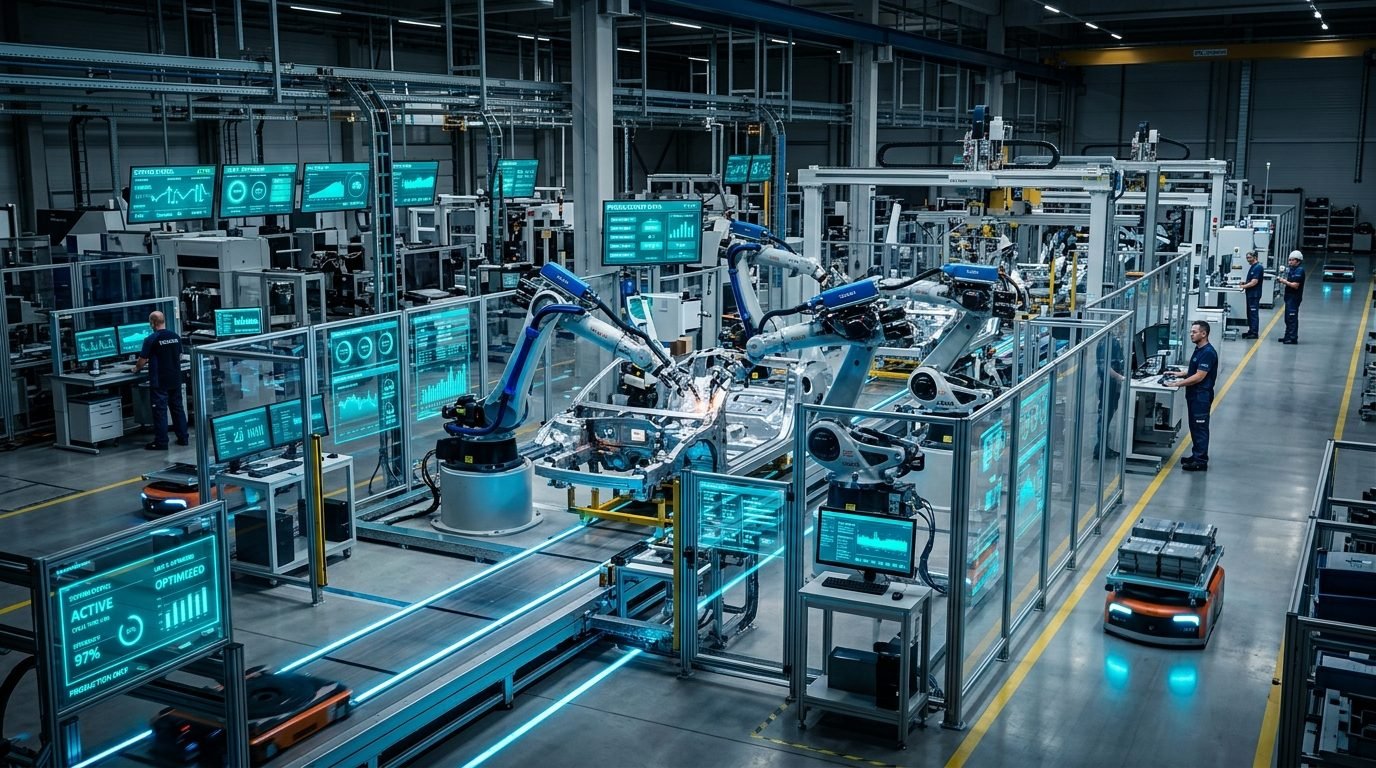 Automated precision manufacturing machinery with industrial monitoring systems